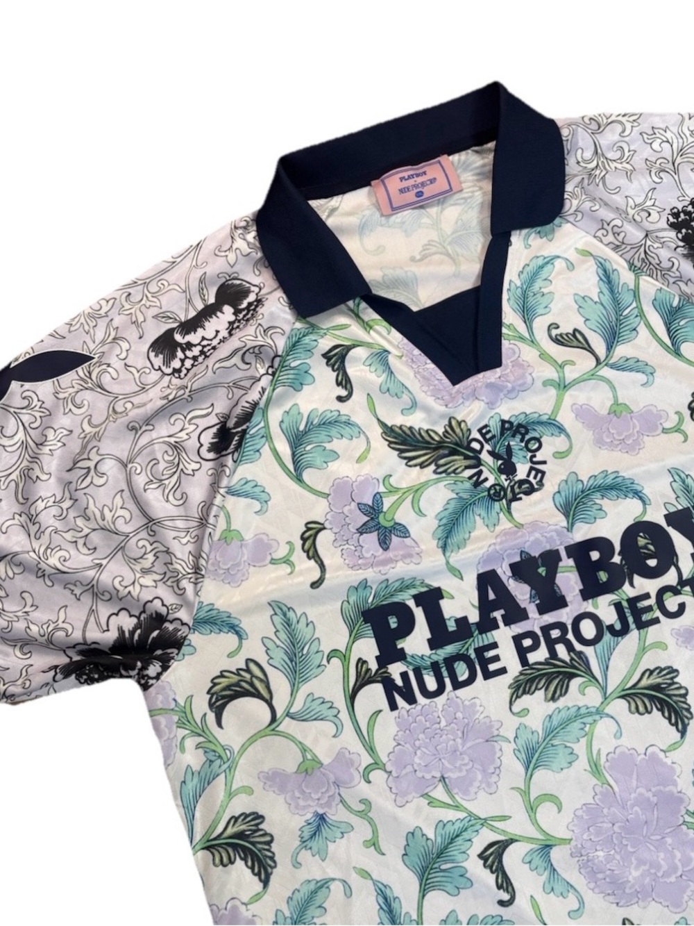 🔥 Playboy x Nude Project Floral Polo Shirt XXL Bunny Logo Streetwear Rare 🔥 - Picture 2 of 9